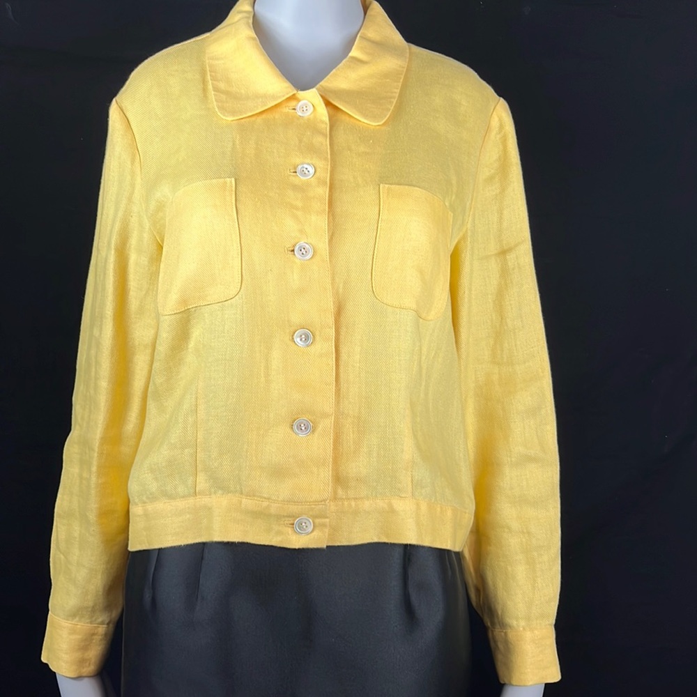 Talbots Petites 100% Irish Linen Yellow Jacket